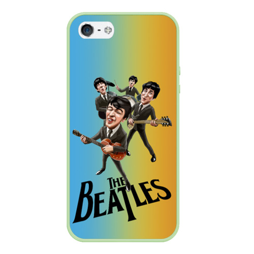 Чехол для iPhone 5/5S матовый The Beatles - world legend, цвет салатовый