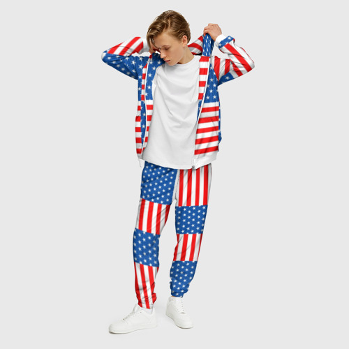 Мужской костюм 3D США, цвет белый - фото 3