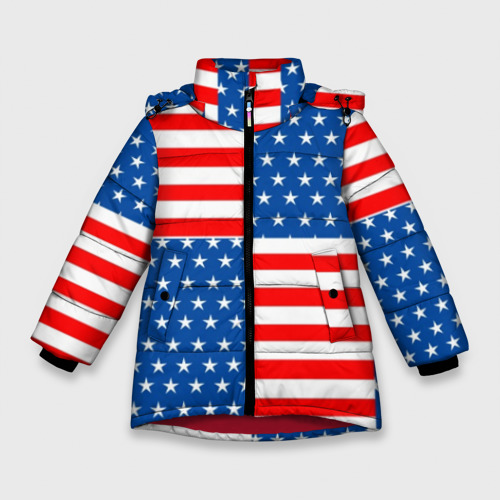 Зимняя куртка для девочек 3D США, цвет красный