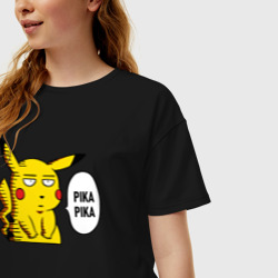 Женская футболка хлопок Oversize Pika Pika Okay - фото 2