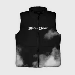 Женский жилет утепленный 3D Логотип Черного Клевера в дымке