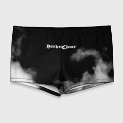 Мужские купальные плавки 3D Логотип Черного Клевера в дымке