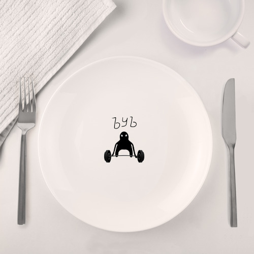 Набор: тарелка + кружка ЪУЪ качок - фото 4