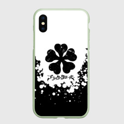Чехол для iPhone XS Max матовый Логотип Черный Клевер точечный фон