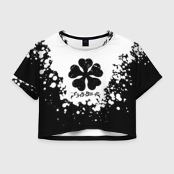 Женская футболка Crop-top 3D Логотип Черный Клевер точечный фон