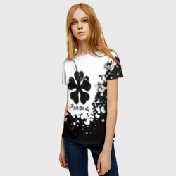 Женская футболка 3D Логотип Черный Клевер точечный фон - фото 2