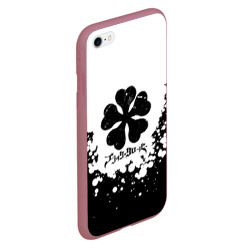 Чехол для iPhone 6/6S матовый Логотип Черный Клевер точечный фон - фото 2