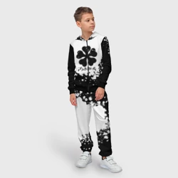 Детский костюм 3D Логотип Черный Клевер точечный фон - фото 2