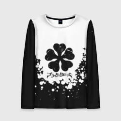 Женский лонгслив 3D Логотип Черный Клевер точечный фон