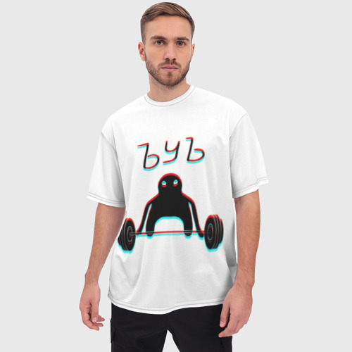 Мужская футболка oversize 3D ЪУЪ glitch, цвет 3D печать - фото 3