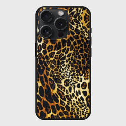 Чехол силиконовый для Apple iPhone 15 Pro Мax матовый Шкура леопарда - яркий камуфляж