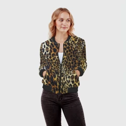 Женский бомбер 3D Шкура леопарда - яркий камуфляж - фото 2