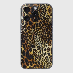Чехол для iPhone 15 Pro силиконовый с защитой камеры Шкура леопарда - яркий камуфляж