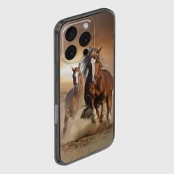 Чехол для iPhone 16 Pro силиконовый с защитой камеры Бегущие лошади - фото 2