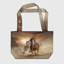 Пляжная сумка 3D Бегущие лошади