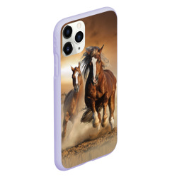 Чехол для iPhone 11 Pro матовый Бегущие лошади - фото 2