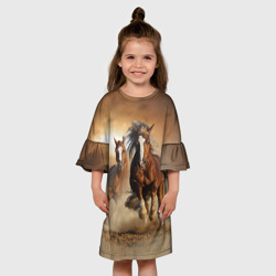 Детское платье 3D Бегущие лошади - фото 2