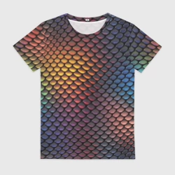 Женская футболка 3D Радужная чешуя рептилии