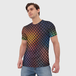 Мужская футболка 3D Радужная чешуя рептилии - фото 2