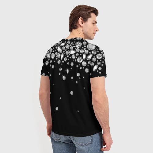 Мужская футболка 3D с принтом Бриллиантовый дождь, вид сзади #2