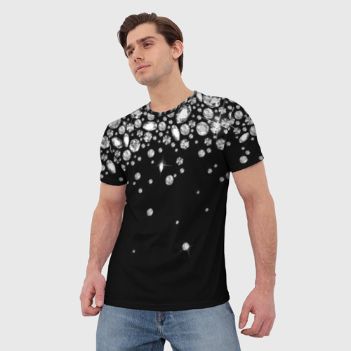 Мужская футболка 3D с принтом Бриллиантовый дождь, фото на моделе #1