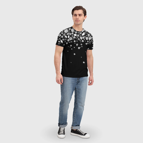 Мужская футболка 3D с принтом Бриллиантовый дождь, вид сбоку #3