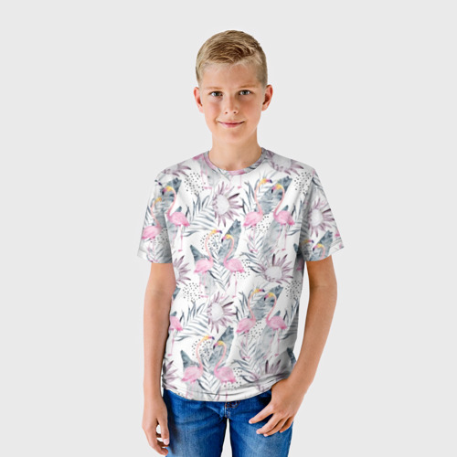 Детская футболка 3D Фламинго, цвет 3D печать - фото 3