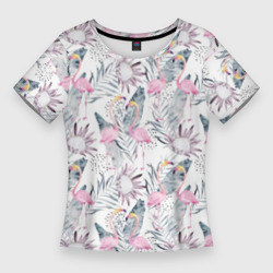 Женская футболка 3D Slim Фламинго