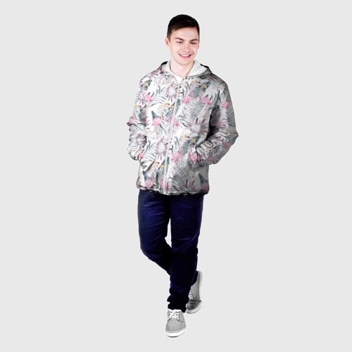 Мужская куртка 3D Фламинго, цвет 3D печать - фото 3