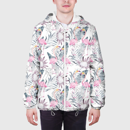 Мужская куртка 3D Фламинго, цвет 3D печать - фото 4