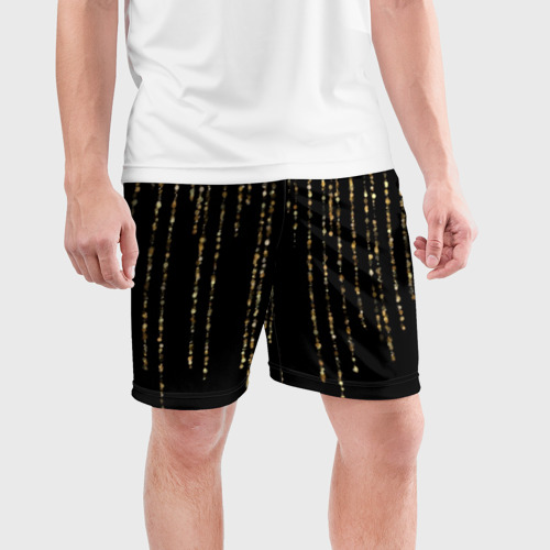 Мужские шорты спортивные Золотой глиттер, цвет 3D печать - фото 3