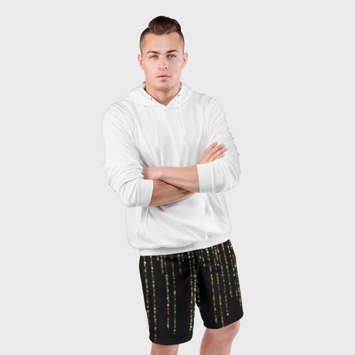 Мужские шорты спортивные Золотой глиттер, цвет 3D печать - фото 5