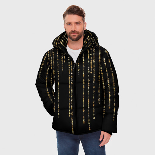 Мужская зимняя куртка 3D Золотой глиттер, цвет красный - фото 3