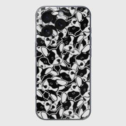 Чехол для iPhone 16 Pro Max силиконовый с защитой камеры Забавные французские бульдоги