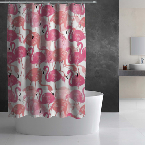 Штора 3D для ванной Фламинго - фото 2