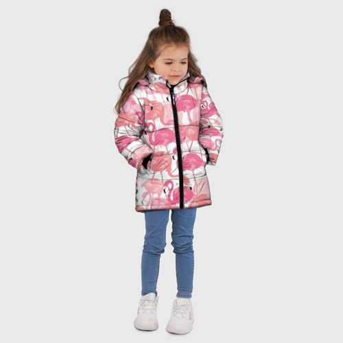 Зимняя куртка для девочек 3D Фламинго, цвет черный - фото 5