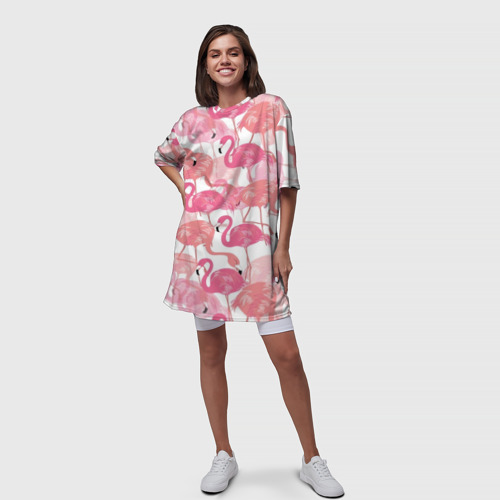 Платье-футболка 3D Фламинго, цвет 3D печать - фото 5