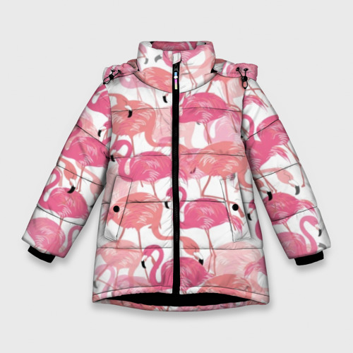 Зимняя куртка для девочек 3D Фламинго, цвет черный