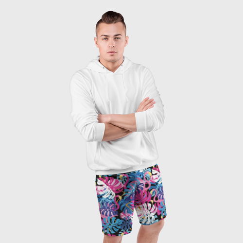 Мужские шорты спортивные Фламинго в тропиках, цвет 3D печать - фото 5