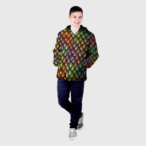 Мужская куртка 3D с принтом Чешуя дракона, фото на моделе #1