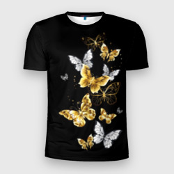Мужская футболка 3D Slim Золотые бабочки