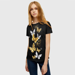 Женская футболка 3D Золотые бабочки - фото 2