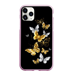 Чехол для iPhone 11 Pro Max матовый Золотые бабочки