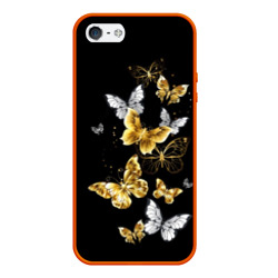 Чехол для iPhone 5/5S матовый Золотые бабочки