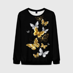 Мужской свитшот 3D Золотые и белые бабочки