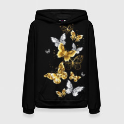 Женская толстовка 3D Золотые и белые бабочки
