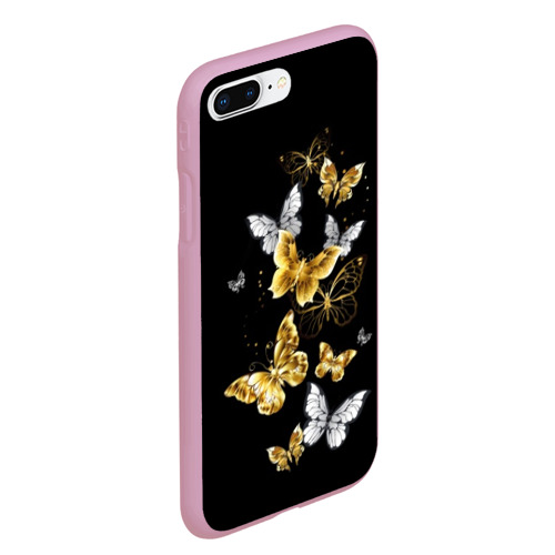 Чехол для iPhone 7Plus/8 Plus матовый Золотые бабочки, цвет розовый - фото 3