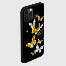 Чехол для iPhone 12 Pro Золотые и белые бабочки - фото 2