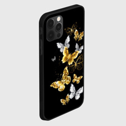 Чехол для iPhone 12 Pro Max Золотые и белые бабочки - фото 2