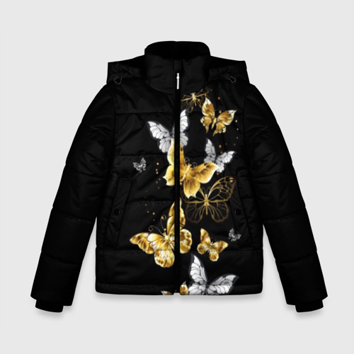 Зимняя куртка для мальчиков 3D Золотые бабочки, цвет красный